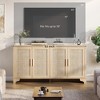 TV Stand for TVs Up to 70'', Natural Rattan Entertainment Center with Storage Cabinets, Boho Media Console Table - 4 of 4