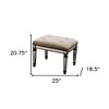 HomeRoots 25" Chocolate And Ivory Upholstered 100% Cotton Bedroom Bench - 3 of 4