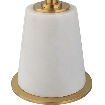 Petite Round White Marble and Gold Drink Table