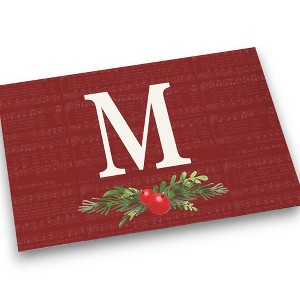 Personalization Mall Nostalgic Noel Burgundy Doormat, 18 x 27 - 1 of 1