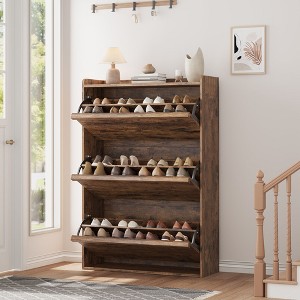 Garvee Shoe Cabinet with 3 Drawers, Wooden Shoe Organizer with Adjustable Shelf, Shoe Storage Hidden Shoe Cabinet for Hallway Living Room - 1 of 4