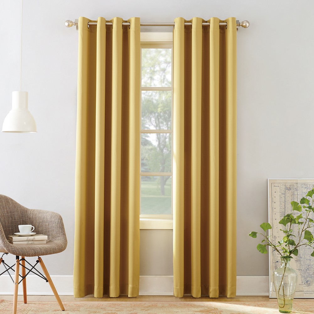Photos - Curtains & Drapes 54"x84" Sun Zero Room Darkening Seymour Grommet Curtain Panel Yellow