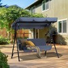 Outsunny 3-Person Porch Swing with Stand, Outdoor Swing for Patio Porch with Adjustable Tilt Canopy & Comfortable Swing Bench-Style Seat, Steel Frame - 3 of 4