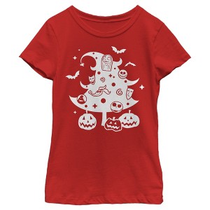 Girl's The Nightmare Before Christmas Character Christmas Tree T-Shirt - 1 of 4