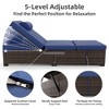 Reclining Patio Lounge Chairs Set of 2, Brown Wicker with Blue Cushions for Outdoor, Poolside, Indoor Use - 3 of 4