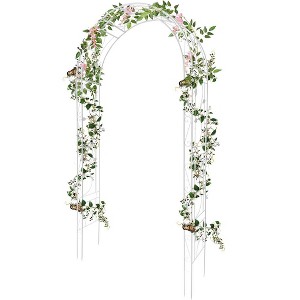 Metal Garden Arch Trellis - Garden Arch Arbor for Climbing Plants, Wedding Arch Backdrop & Party Decor with Ground Spikes - Outdoor Pergola - 1 of 4