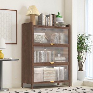 KTMBDW 44/57'' Tall Metal Bookshelf with 3/4 Flip Doors, Metal Bookcase, Kitchen Storage Cabinet with Storage Space for Bedroom, Office, Living Room - 1 of 4