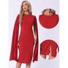 INSPIRE CHIC Women's Pleated Cloak Long Sleeve Cape Pencil Cocktail Evening Dress - 2 of 4