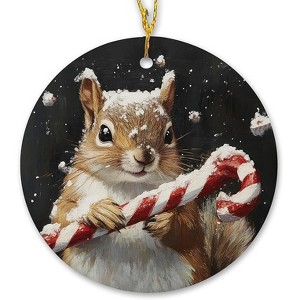 Lomsoe Christmas Ceramic Ornament Gifts Retro Rustic Winter Christmas Decor Hanging Ornaments for Xmas Tree Decor Animal Xmas Tree Decor - 1 of 4