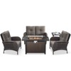 Buenhomino 5-Piece Patio Furniture Set with Fire Pit Table Wicker Outdoor Patio Chairs High Back Glider Loveseat Conversation Set - 2 of 4