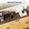 31.5" Sideboard Buffet Cabinet, Wooden Coffee Bar Cabinet with Adjustable Shelves, Entryway Console Table, Floor Cupboard Cabinet, Brown - 4 of 4
