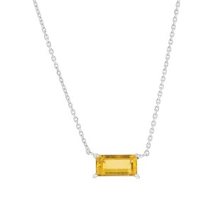 Simona Sterling Silver, 5x10mm Rectangle Gem Necklace - Citrine - Yellow - 16+2 Inch - 1 of 2