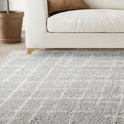 Gray 8' x 10' Geometric Shag Area Rug