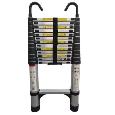 Syemin Ladders Telescoping Ladder Heavy Duty Aluminum with Non-Slip, Folding Portable Ladder with Hooks, Extension Ladder, Silver, 19.3"*3.54"*39.4"