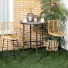 Rattan Bar Stools Set of 2, 26" Counter Height Barstools, Boho Kitchen Island Stools with Breathable Wicker Seat and Back, Yellow - 2 of 4