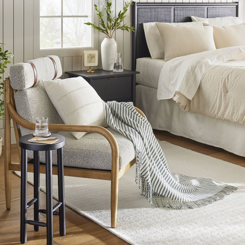 Ticking Stripe Woven Throw Blanket Gray/Cream - Hearth &#38; Hand&#8482; with Magnolia, 3 of 7