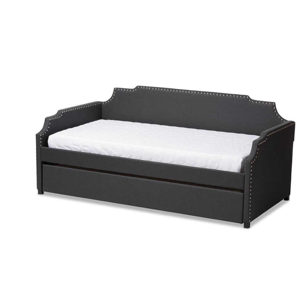 Photos - Bed Frame Twin Ally Fabric Upholstered Sofa Kids' Daybed with Roll Out Trundle Guest