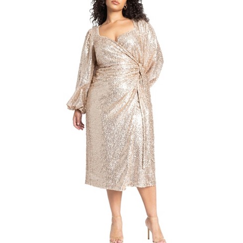 Plus Sequin Wrap Dress