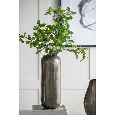 NicBex Aluminum/Ceramic Chisel Flower Vase, Muilt Sizes Short Round Metallic Decorative Vase for Tabletop, Living Room