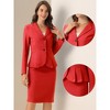 INSPIRE CHIC Women's Business Long Sleeve Notched Lapel Peplum Blazer Pencil Skirt Suit Set 2 Pcs - 2 of 4