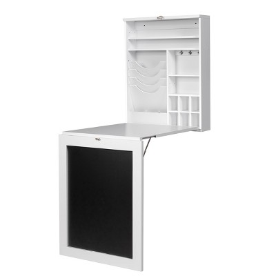 Costway Wall Mounted Table Convertible Desk Fold Out Storage Chalkboard White