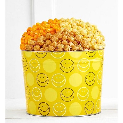 The Popcorn Factory Gift Tin, Smiley Face, 2 Gallons (Robust Cheddar, Butter, Caramel)
