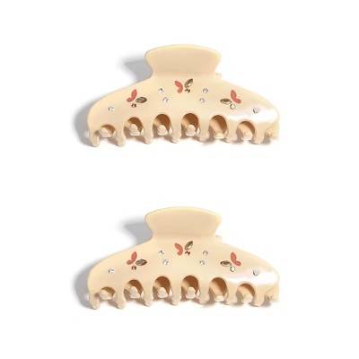 LA Glam Co. Hollywood 3" Claw Clips - All Hair - 2-Pack - Beige Buttleflys