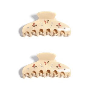 LA Glam Co. Hollywood 3" Claw Clips - All Hair - 2-Pack - Beige Buttleflys - 1 of 1