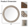 Washed Natural Wood Round Wall Mirror with Gold Beaded Trim, Elegant Decorative Accent for Entryway, Bedroom or Living Room-The Pop Home - 4 of 4