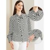 Allegra K Women's Print Tie Neck Puff Long Sleeve Elegant Casual Work Shirts - 2 of 4