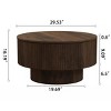 29.5" Modern Wood Round Coffee Table with Storage and 2 Beige PU Dining Chairs, Upholstered Seating Set for Living Room - 3irtyhousy - 4 of 4