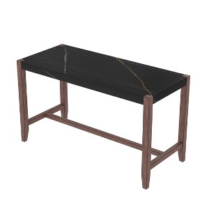 Vynxaria Counter Height Table,47.5 Inch Faux Marble Finish Bar Dining Table, Modern Tall Table for Home Kitchen, Living Room, Black - 1 of 4