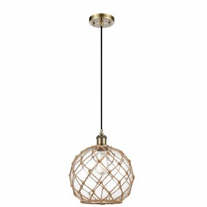 Farmhouse Rope - 1 Light Cord Hung Mini Pendant In Industrial Style-13 Inches Tall and 10 Inches Wide - 1 of 1