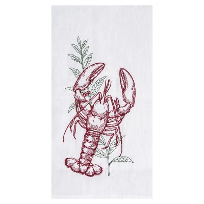 C&F Home Lobster Seagrass Embroidered Flour Sack Cotton Kitchen Towel