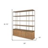 HomeRoots 82" Antiqued Brass And Light Brown Distressed Metal and Solid Wood Three Tier Bookcase with Four Doors - 3 of 4