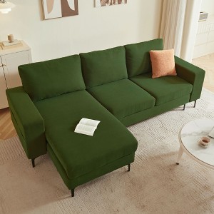 XIZZI Upholstered Sectional Sofa with Comfy Chaise Large Deep Seat, Minimalist Modular Couches Sleeper for Living Room Bedroom Apartment Lounge - 1 of 4
