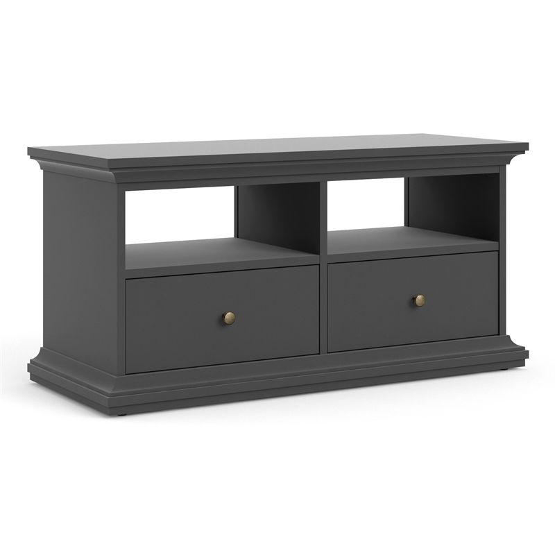 Tvilum Sonoma 2 Drawer TV Stand with 2 Shelves in Black Lead, 3 of 11