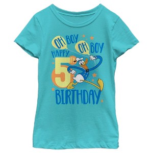 Girl's Disney Donald Duck Oh Boy Happy 5th Birthday T-Shirt - 1 of 4