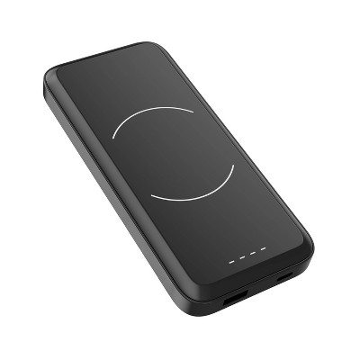 myCharge Power Pad + Plug 10000 mAh/12W Wireless Charger + Dual USB-C & USB-A Port Power Bank - Black