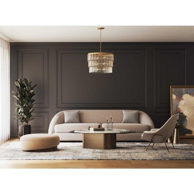 Gilded Silver 9-Light Tiered Chandelier with Artisanal Glass