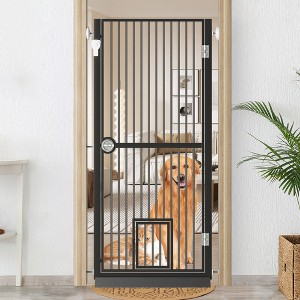 LOVMOR 61" Extra Tall Cat Gate for Doorway, Adjustable Wide, Dog Door with Cat Door, Suitable for Doorways or Kitchen, No Drilling Pressure Mount Kit - 1 of 4