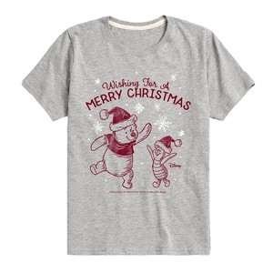 Boys' - Winnie the Pooh - Pooh & Piglet Wishing for a Merry Christmas Short Sleeve Graphic T-Shirt - 1 of 4