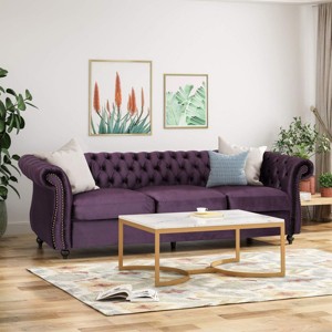 3-Seater Sofa With Rolled Arms And Curved Backrest,Comfortable Couch Sofa,Upholstered Sofa For Living Room,Bedroom-Cuddlewood - 1 of 4