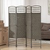 HOMCOM 4 Panel Room Divider, Folding Privacy Screen, 5.6' Room Separator, Wave Fiber Freestanding Partition Wall Divider, Dark Gray - 3 of 4