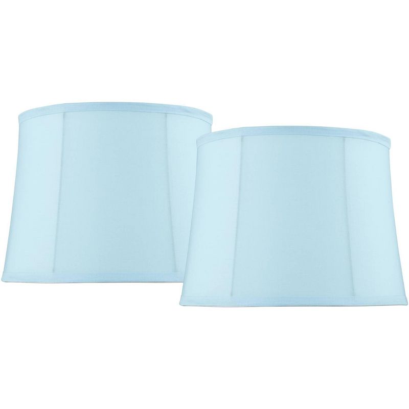 Springcrest Set of 2 Soft Blue Medium Drum Lamp Shades 11.5" Top x 13.5" Bottom x 10" Slant x 10" High (Spider) Replacement with Harp and Finial, 1 of 10