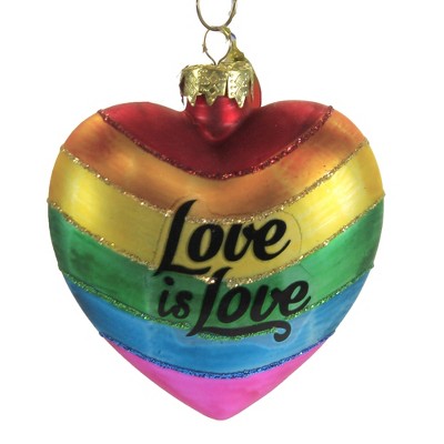 Holiday Ornament 3.5" Rainbow Heart Love Is Love Lgbtq Pride  -  Tree Ornaments