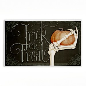 Stupell Industries Trick Or Treat Skeleton Hand Printed Plush Bath Mat And Bath Rug, Design By Nicole Tamarin, 18"X30" - 1 of 4