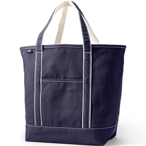 Lands' End Large Natural 5 Pocket Open Top Long Handle Canvas Tote Bag - -  Natural/silver Graphite : Target