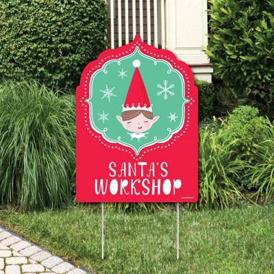 Big Dot of Happiness Elf Squad - Party Decorations - Kids Elf Christmas and Birthday Party Welcome Yard Sign