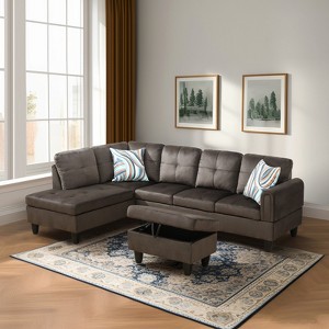AndMakers 28.5 in. W Flannel Polyester Blend Rectangle Ottoman with Storage - 1 of 4